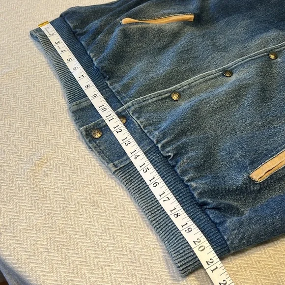 CP Rail Denim Varsity Jacket. Canadian Pacific railway Vintage Jacket. Medium - Picture 14 of 16